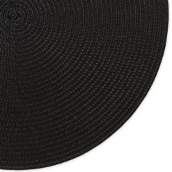 Design Imports Black Round Pp Woven Placemat Set/6