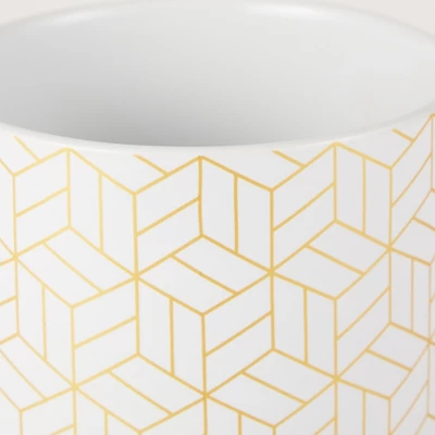 Design Imports White And Gold Mixed Print Ceramic Canister Set/3 4 Design Imports White And Gold Mixed Print Ceramic Canister Set/3 - Image 4