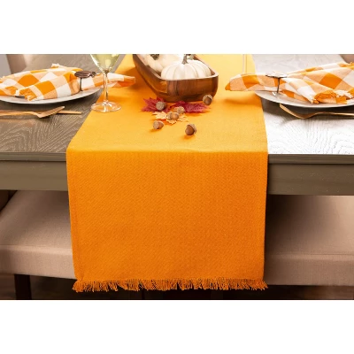 Design Imports Heavyweight Solid Fringe Table Runner, Pumpkin Spice, 14X72" 4 Design Imports Heavyweight Solid Fringe Table Runner, Pumpkin Spice, 14X72" - Image 4