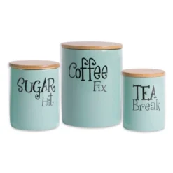 Design Imports Aqua Coffee/Sugar/Tea Ceramic Canister Set/3 13 Design Imports Aqua Coffee/Sugar/Tea Ceramic Canister Set/3 -Design Imports GUEST 01bfc470 d2d8 43ba 9a38 cf136c371847
