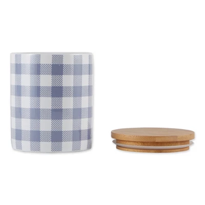 Design Imports Stonewash Blue & White Buffalo Check Ceramic Canister Set/3 2 Design Imports Stonewash Blue & White Buffalo Check Ceramic Canister Set/3 - Image 2