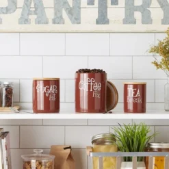 Design Imports Cinnamon Coffee/Sugar/Tea Ceramic Canister Set/3 13 Design Imports Cinnamon Coffee/Sugar/Tea Ceramic Canister Set/3 -Design Imports GUEST 02aa9619 157b 49e0 a639 fdf326f03a73
