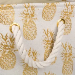 Design Imports Polyester Bin Pineapple Gold Rectangle Medium 16X10X12 -Design Imports GUEST 045edf2d 0b18 47b3 be5b df1cb43ff61f
