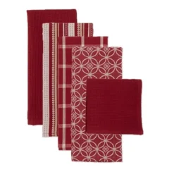 Design Imports Wine Asst Dishtowel & Dishcloth Set/5