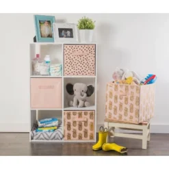 Nonwoven Polyester Cube Dots Millennial Pink/Gold Square 11x11x11 Set/4 -Design Imports GUEST 04ee3cc7 4e13 4e66 9ef8 6e2891bfafd0 3