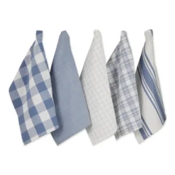 Design Imports Stonewash Blue Asst Everyday Dishtowel Set/5