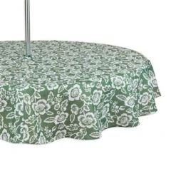 Design Imports Artichoke Green Floral Print Outdoor Tablecloth With Zipper 60 Round -Design Imports GUEST 067356c1 e121 4113 976b 279bbf977e5e