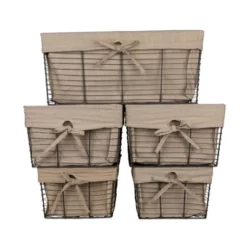 Design Imports Set Of 5 Vintage Gray Wire Liner Baskets Taupe -Design Imports GUEST 069ed489 00ba 45b4 b934 139bcbabac4b