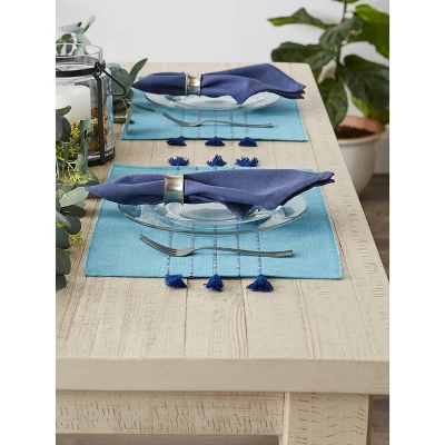 DII Ribbed Stripe Placemat Set 6 Piece, Thera Blue Stripe, 13x19" 1 DII Ribbed Stripe Placemat Set 6 Piece, Thera Blue Stripe, 13x19"
