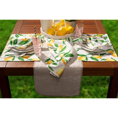 Design Imports Lemon Bliss Print Outdoor Placemat Set/6 1 Design Imports Lemon Bliss Print Outdoor Placemat Set/6