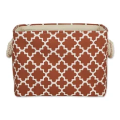Design Imports Polyester Bin Lattice Cinnamon Rectangle Large 17.5X12X15