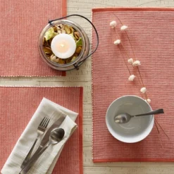 DII Ribbed Two-Tone Placemat Set 6 Piece, Vintage Red, 13x19" -Design Imports GUEST 08a2aee5 2f59 4cd6 b8d6 d6dbe336ce1d