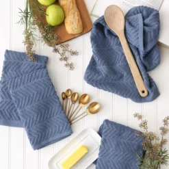 Design Imports Bar Mop Dishtowel Set 4 Piece, Stonewash Blue, 16X19" -Design Imports GUEST 08df64ab a60b 4aa9 bd80 6f1af89e3b3a