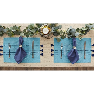 DII Ribbed Stripe Placemat Set 6 Piece, Thera Blue Stripe, 13x19" 3 DII Ribbed Stripe Placemat Set 6 Piece, Thera Blue Stripe, 13x19" - Image 3