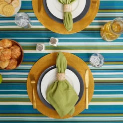 Design Imports Beachy Stripe Print Outdoor Tablecloth With Zipper 60X120 -Design Imports GUEST 08f9bd07 0d53 494e 86ba baafefa442e7