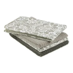 Design Imports Gray Damask Mf Dishtowel Set/4