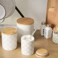 Design Imports White And Gold Mixed Print Ceramic Canister Set/3 19 Design Imports White And Gold Mixed Print Ceramic Canister Set/3 -Design Imports GUEST 0979274e 3af8 40c6 b183 b60ecdba0d73