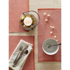 DII Ribbed Two-Tone Placemat Set 6 Piece, Vintage Red, 13x19" -Design Imports GUEST 09f44824 2fb9 4569 b0d1 ea31fd9390d6