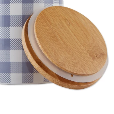 Design Imports Stonewash Blue & White Buffalo Check Ceramic Canister Set/3 3 Design Imports Stonewash Blue & White Buffalo Check Ceramic Canister Set/3 - Image 3