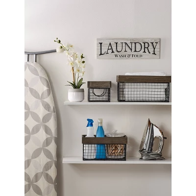 Design Imports Set Of 6 Antique Silver Finish Farm House Baskets 4 Design Imports Set Of 6 Antique Silver Finish Farm House Baskets - Image 4