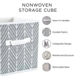 Nonwoven Polyester Cube Chevron Gray Square 11x11x11 Set/4 -Design Imports GUEST 0b53498f 15ee 494d 94b3 7ccce6a901f9 13