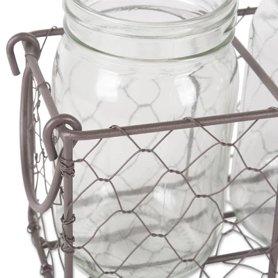 Design Imports Rustic Bronze Chicken Wire Flatware Caddy With Clear Jars 2 Design Imports Rustic Bronze Chicken Wire Flatware Caddy With Clear Jars - Image 2