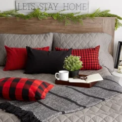 4pk 12"x20" Assorted Throw Pillow Covers Red/Black - Design Imports -Design Imports GUEST 0bbc06d0 7c24 4b42 bdfc 63781b0e3623