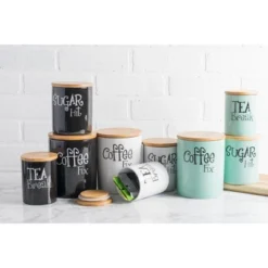 Design Imports Black Coffee/Sugar/Tea Ceramic Canister Set/3 -Design Imports GUEST 0bd0ff06 ed9c 46e8 b4ff c5f9ef1c94ef