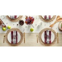 DII Jute Ruffle Trim Placemat Set 6 Piece, Natural, 15" Dia -Design Imports GUEST 0c310343 7c08 47c0 8185 b59eb1bd4659