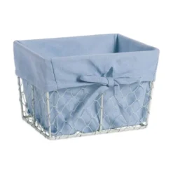 Design Imports Set Of 3 S Antique White Chicken Wire Washed Denim Liner Baskets -Design Imports GUEST 0dbcbd05 c3ea 4971 a42d 96fac90b8b46