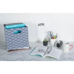 Polyester Cube Waves Nautical Blue Square 13x13x13 -Design Imports GUEST 0dc160dd e052 40d3 ac82 f4fabd505a5b