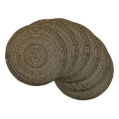Set Of 6 Variegated Lurex Round Woven Placemat Brown - Design Imports -Design Imports GUEST 0e2393a9 6262 41d5 8219 bdebbd6cfc4f