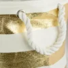 Design Imports Paper Bin Stripe Gold Round Large 20X15X15
