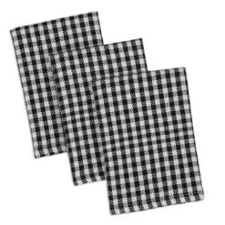 Design Imports Check Dishtowel & Dishcloth Set 6 Piece, Black, Dt 18X28", Dc 13X13" -Design Imports GUEST 0f2b49e6 f88f 4c67 83ec e835b5666d40