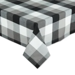 Design Imports Black Tri Color Check Tablecloth 60X84