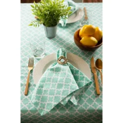 Design Imports 55 Design Imports Aqua Lattice Tablecloth 60X104