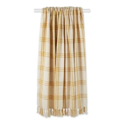 50"x60" Modern Farmhouse Plaid Throw Blanket Gold - Design Imports: Cotton Woven, Hypoallergenic, Machine Washable