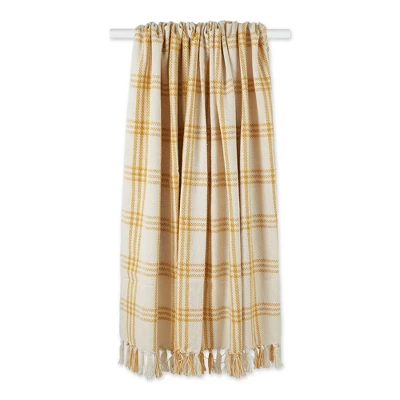 50"x60" Modern Farmhouse Plaid Throw Blanket Gold - Design Imports: Cotton Woven, Hypoallergenic, Machine Washable 1 50"x60" Modern Farmhouse Plaid Throw Blanket Gold - Design Imports: Cotton Woven, Hypoallergenic, Machine Washable