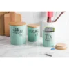 Design Imports Aqua Coffee/Sugar/Tea Ceramic Canister Set/3