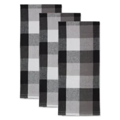 Design Imports Black Tri Color Check Dishtowel (Set Of 3)