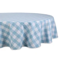 Design Imports Buffalo Check Cotton Tablecloth, Light Blue & White, 70" Round -Design Imports GUEST 104c8094 ed57 40f1 b0c7 a4e84829e8c5
