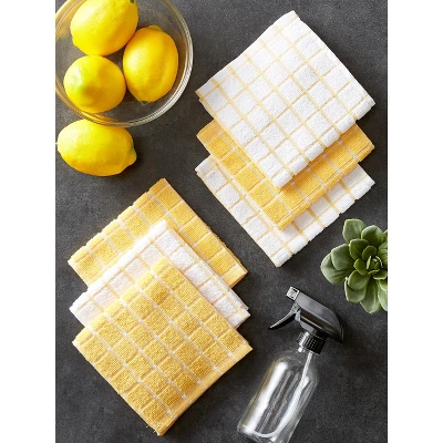 Design Imports Windowpane Terry Dishcloth Set 6 Piece, 12X12", Yellow 4 Design Imports Windowpane Terry Dishcloth Set 6 Piece, 12X12", Yellow - Image 4