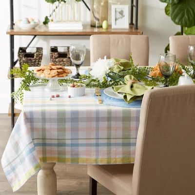 Design Imports Sweet Spring Plaid Tablecloth 52X52 2 Design Imports Sweet Spring Plaid Tablecloth 52X52 - Image 2