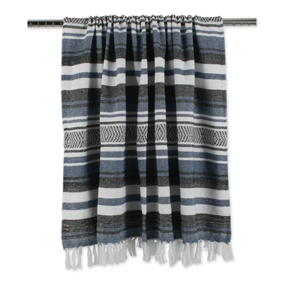 50"x60" Farmhouse Striped Throw Blanket Blue - Design Imports: Cozy Cotton, Machine Washable 2 50"x60" Farmhouse Striped Throw Blanket Blue - Design Imports: Cozy Cotton, Machine Washable - Image 2