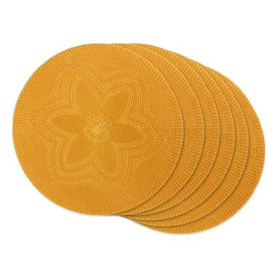 DII Round Floral Placemat Set 6 Piece, Honey Gold, 15" Dia 8 DII Round Floral Placemat Set 6 Piece, Honey Gold, 15" Dia - Image 8