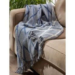 50"x60" Diamond Throw Blanket Denim Blue - Design Imports -Design Imports GUEST 12b124d9 c475 491f ae30 d65fc2b66e07