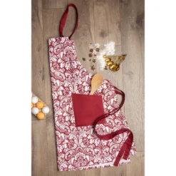 Design Imports Damask 2 Pocket Printed Apron Wine -Design Imports GUEST 12d847b3 90fa 424e be8d dbf93a54ea10