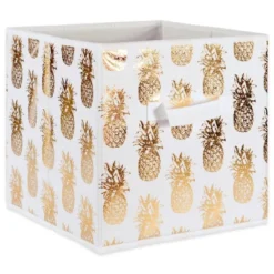 Nonwoven Polyester Cube Pineapple White/Gold Square 11x11x11 Set/4 15 Nonwoven Polyester Cube Pineapple White/Gold Square 11x11x11 Set/4 -Design Imports GUEST 13082386 3732 4181 a3ef 93b6fa39ec05
