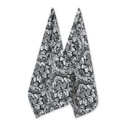 Design Imports Damask Print Dishtowel Set 2 Piece, 18X28", Black -Design Imports GUEST 135c1843 cd01 4270 969b c9a06a2aa1bb