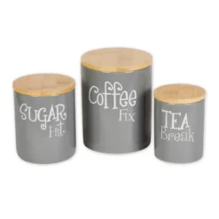 Design Imports Gray Coffee/Sugar/Tea Ceramic Canister Set/3 -Design Imports GUEST 1492d0ff c51d 4fd4 9ae7 ed103613d099